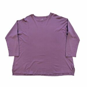 J. Jill Simply Supima 1X Womens Crew Neck Long Sleeve Tunic in Plum